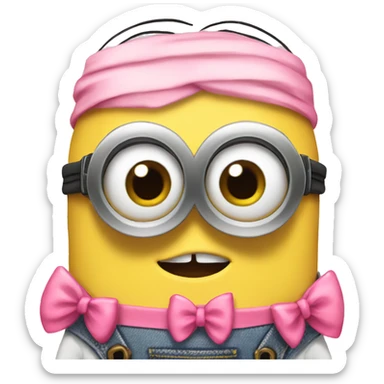 Minion with pink bows sticker