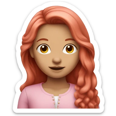 A red-haired girl with long hair in pink clothes sticker