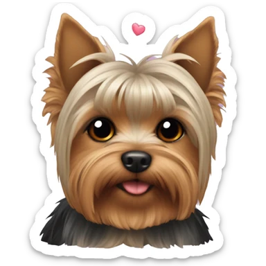 Yorkie with hearts and bats sticker