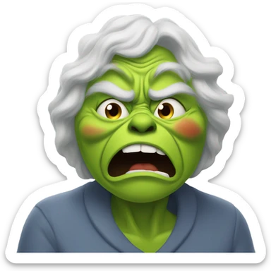 Grinch fighting a grandma sticker