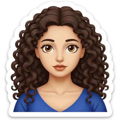attractive Greek woman with long curly dark brown hair and light skin sticker