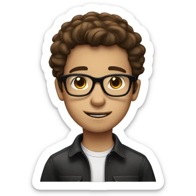 Tall kid with brown hair Box black glasses big nose  sticker