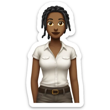 Tan girl with black locs dark white tied shirt  sticker