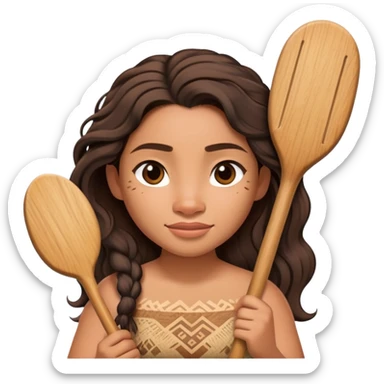 Moana standing holding a paddle sticker