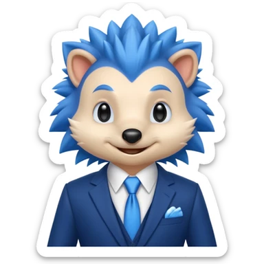 blue hedgehog groom sticker
