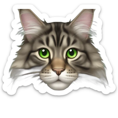 maine coon cat with green eyes sticker