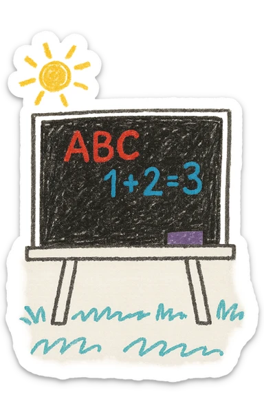 school blackboard, simple illustration style sticker