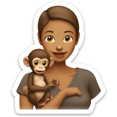 Mommy and baby monkey sticker