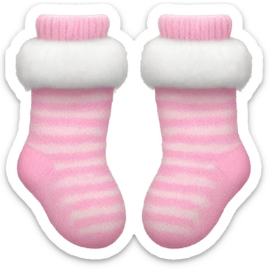 Pink and white fluffy socks cozy sticker