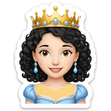 Princesa banca con el pelo rizado y el pelo negro  sticker