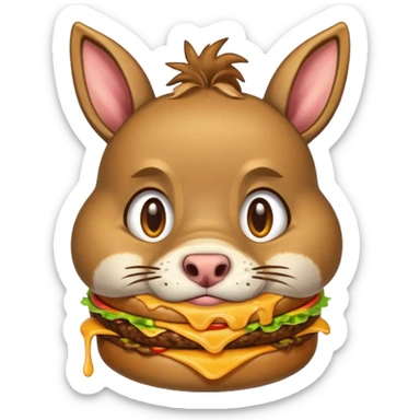 shit dripping of  donkey cat eating hamburgers sticker