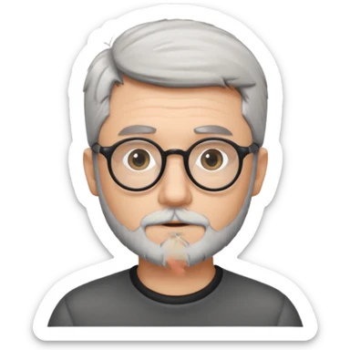 homme blanc cheveux gris court lunettes rondes noir et petite barbe  sticker