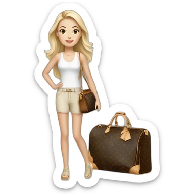 Travel white girl with louis vuitton bag sticker