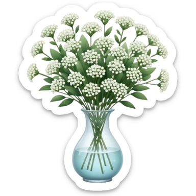 Baby’s breath bouquet in clear vase  sticker