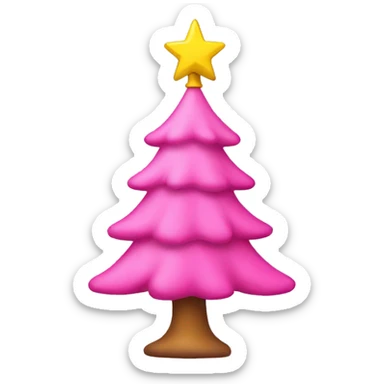 pink christmas tree with yellow star on top sticker
