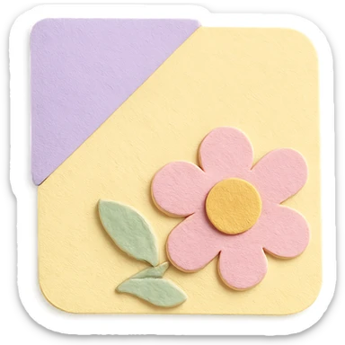 soft pastel gentle corner sticker with floral pattern, pastel yellow background sticker
