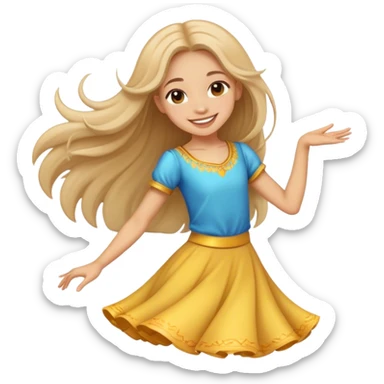 Smiling girl with long hair dancing sticker