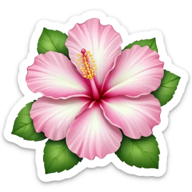light white hibiscus flower with a pink centre in the style of apple emoji sticker