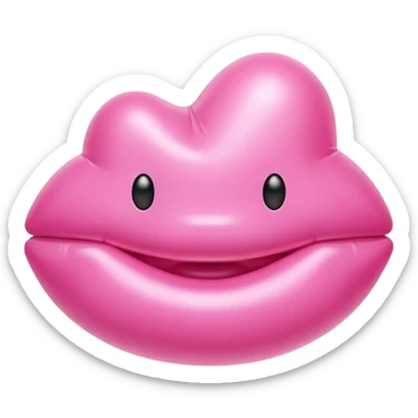pink puffy inflatable ballon lips sticker