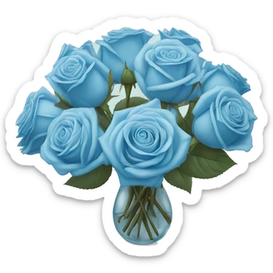 Sky blue rose bouquet still life sticker