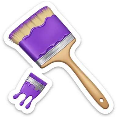 Paint brush with purple paint in the end of the brush  sticker