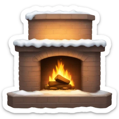 Fireplace with snow outside sticker