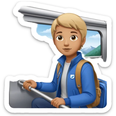 Rider holding grab bar,Metro Riders, inside metro train, no transparent. with background. sticker