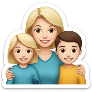 mom and kids white sticker