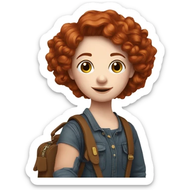 small cross body purse worn by red head student sticker