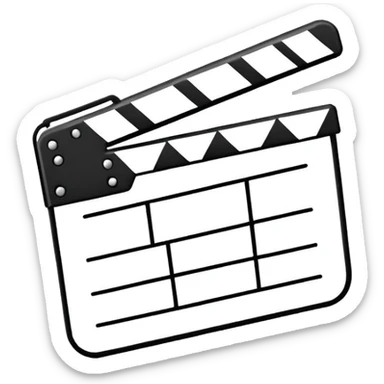 movie clapper outline only, just two rectangles with a diagonal line, no fill, black line art only sticker