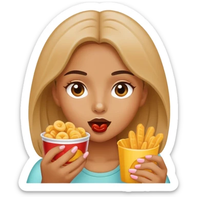 girl eating snacks sticker