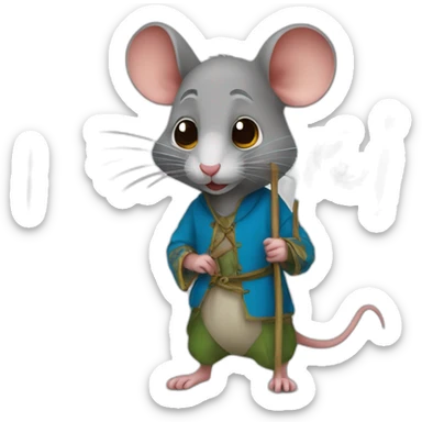 un rat tenant un drapeaux marocain sticker