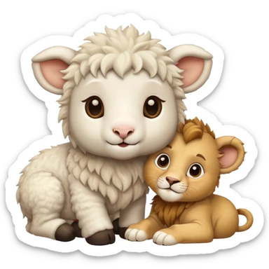 Lion and lamb cute sticker