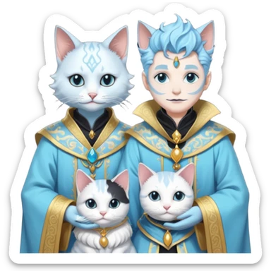 Leviathan magician couple and their pet cat sticker