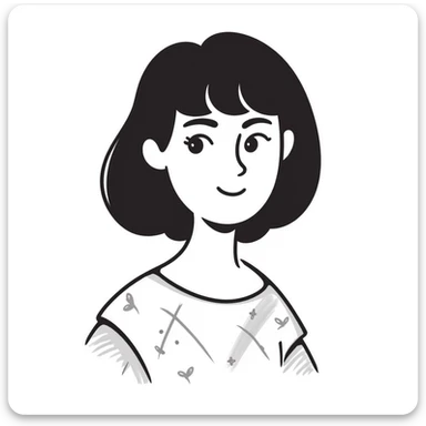 Attractive woman with dark brown bangs and light natural makeup sticker