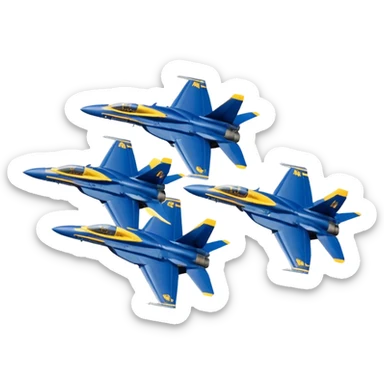 four US Navy Blue Angels f/a-18s performing diamond formation flight maneuver sticker