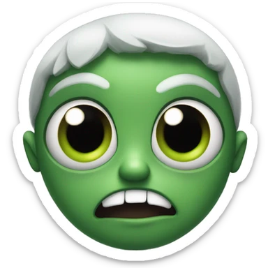 Uggly horror face green skin Big eyes sticker