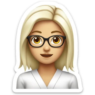 Chica blanca con pelo largo y lentes comiendo sushi sticker