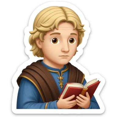 Renaissance thinker with a book, symbolizing great minds of the Renaissance sticker