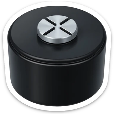 volume knob, straight on view sticker