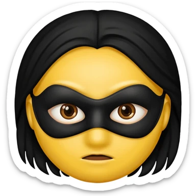 Yellow circle with no eyebrows but brown eyes and mouth being a robber sticker