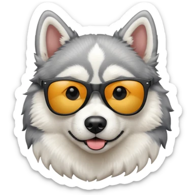 white/grey husky dog with black dark sunglasses sticker