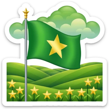 Circassian flag emoji with green background, yellow stars and stripes sticker