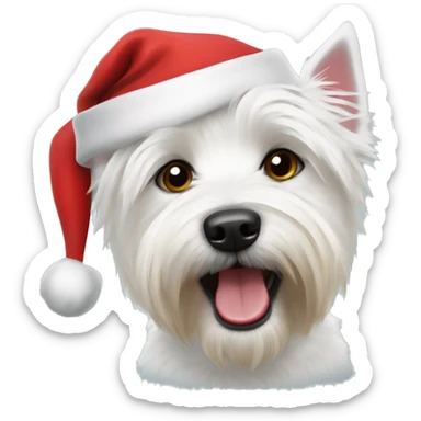 Westie in santa hat sticker