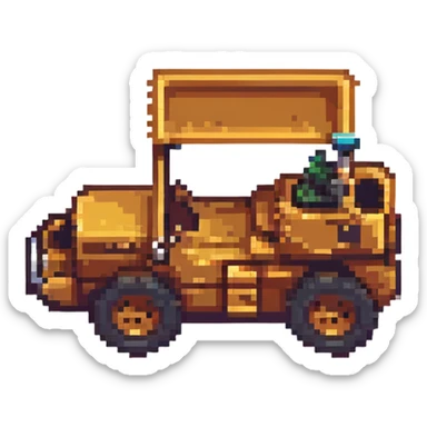 a digger construction vehicle, pixel art style sticker