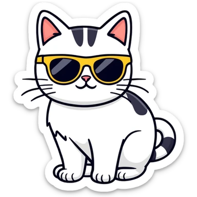 Cat with sunglasses saying happy birthday  sticker
