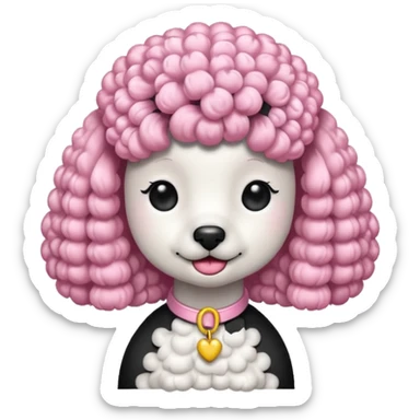 Crie um poddle com um laço rosa estilo ios sticker