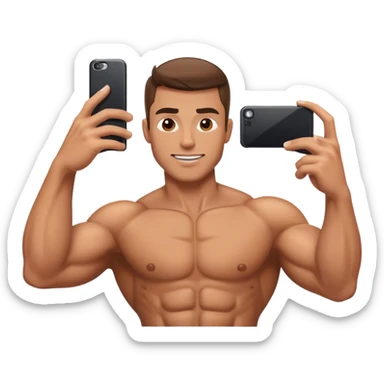 muscular male taking selfie sticker