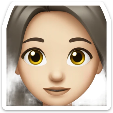 Girl with green eyes, dark brown shoulder length hair, pale skin  sticker