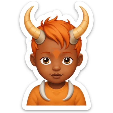 black baby with horns and orange hair sticker